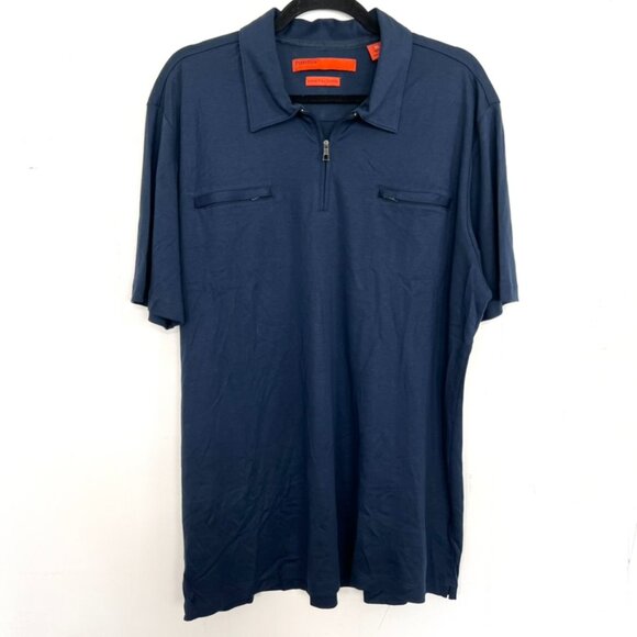 Perry Ellis Luxury Pima Cotton Polo Shirt Navy Casual XL - Picture 1 of 3